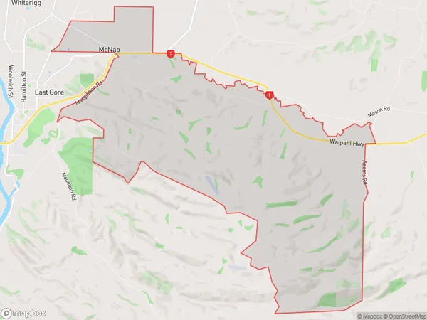 McNab, Southland Polygon Area Map