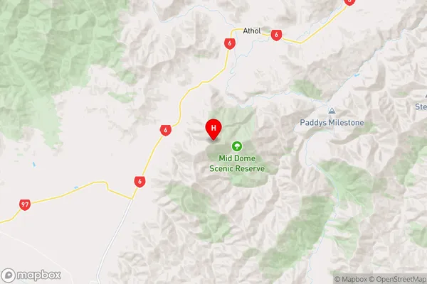Mid Dome,Southland Region Map