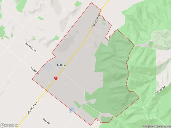 Milburn, Otago Polygon Area Map