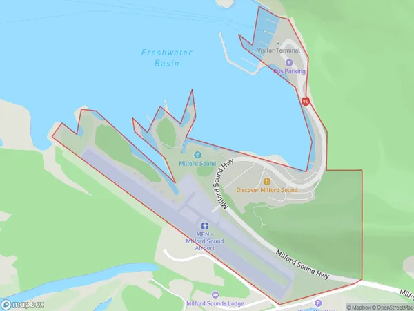 Milford Sound, Southland Polygon Area Map