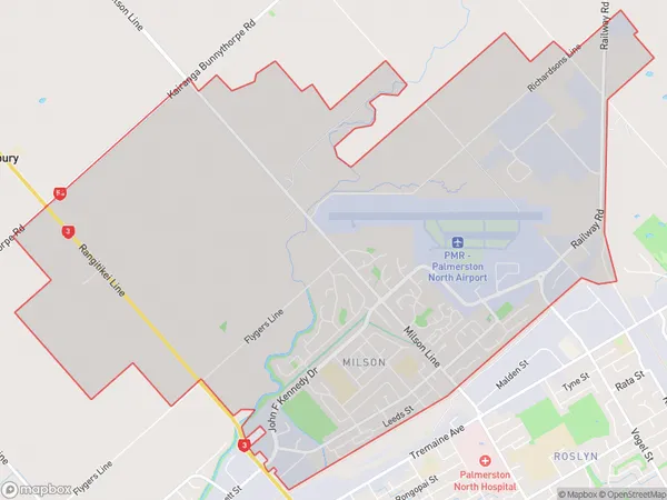 Milson, Manawatu-Wanganui Polygon Area Map