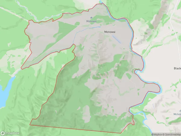 Monowai, Southland Polygon Area Map