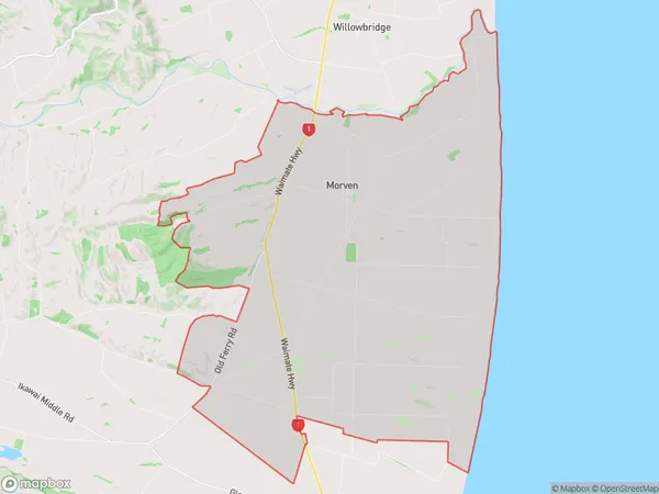 Morven, Canterbury Polygon Area Map