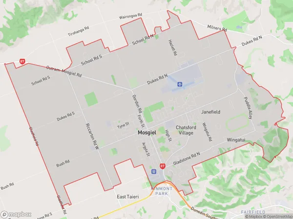 Mosgiel, Otago Polygon Area Map