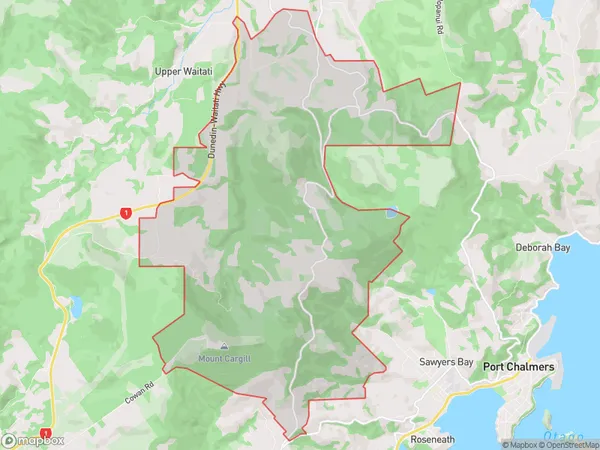 Mount Cargill, Otago Polygon Area Map