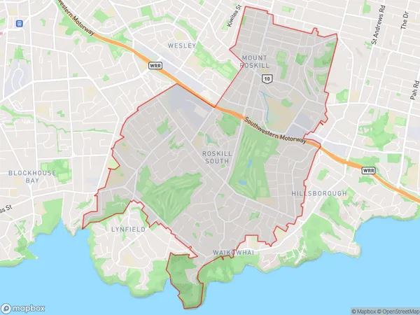 Mount Roskill, Auckland Polygon Area Map