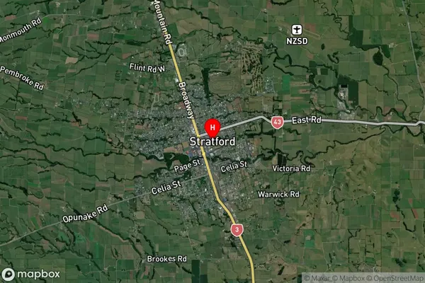 Stratford, Taranaki Satellite Map