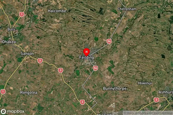 Feilding, Manawatu-Wanganui Satellite Map