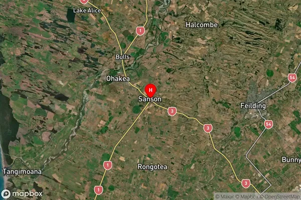 Sanson, Manawatu-Wanganui Satellite Map