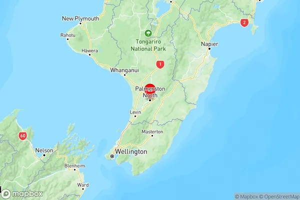 Palmerston North Central, Manawatu-Wanganui Region Map