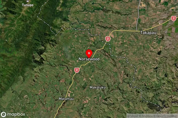 Norsewood, Manawatu-Wanganui Satellite Map