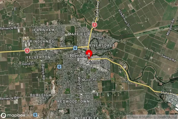 Blenheim Central, Marlborough Satellite Map