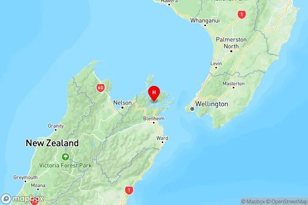 Kenepuru Sound, Marlborough Region Map