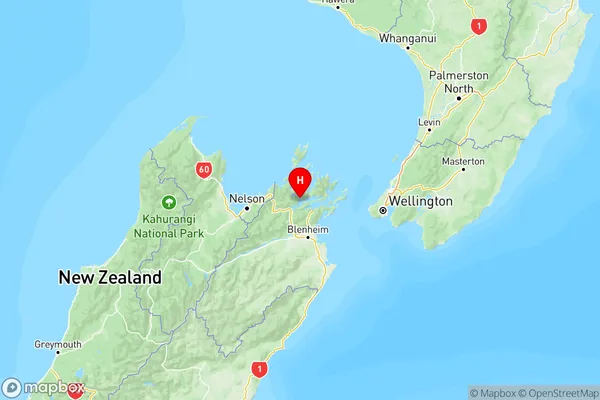 Mahau Sound, Marlborough Region Map