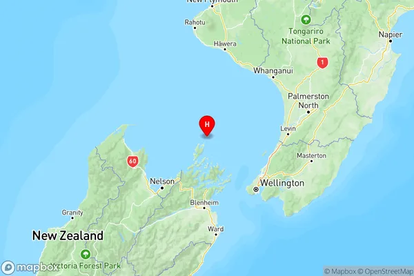 Stephens Island (Takapourewa), Marlborough Region Map