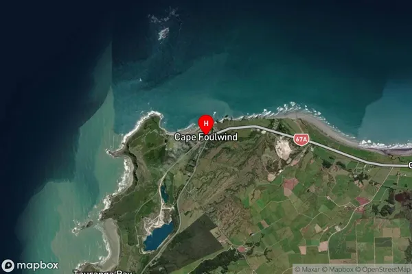 Cape Foulwind, West Coast Satellite Map