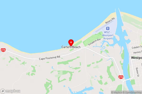 Carters Beach, West Coast Region Map