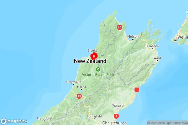 Inangahua, West Coast Region Map