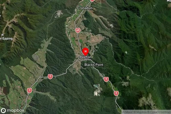 Reefton, West Coast Satellite Map