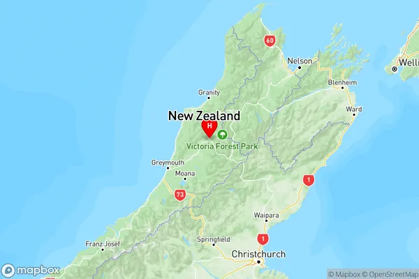 Reefton, West Coast Region Map