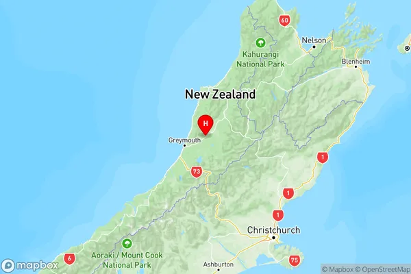 Ahaura, West Coast Region Map