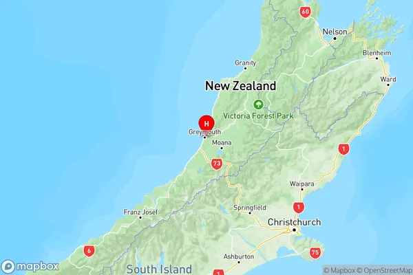 Coal Creek, West Coast Region Map