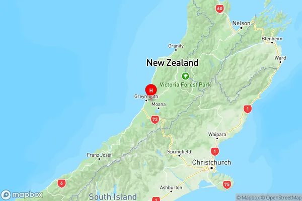 Dobson, West Coast Region Map