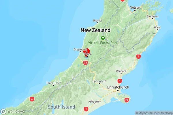 Moana / Lake Brunner, West Coast Region Map