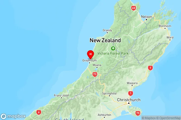 Rapahoe, West Coast Region Map