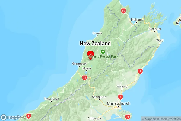 Totara Flat, West Coast Region Map