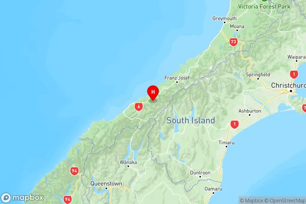 Bruce Bay, West Coast Region Map