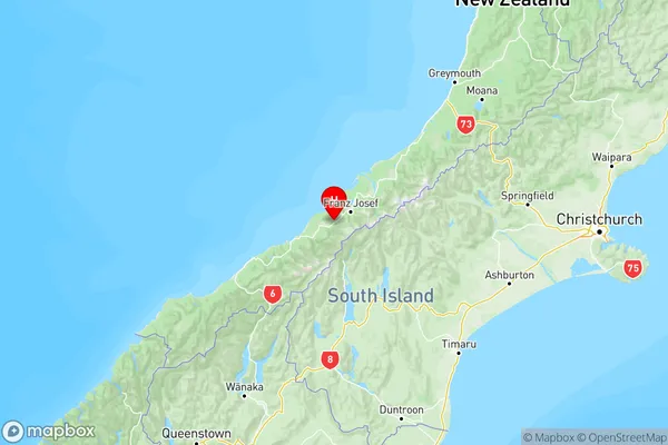 Fox Glacier, West Coast Region Map