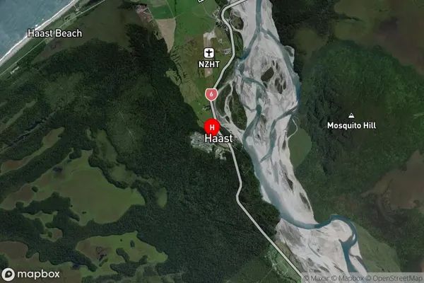 Haast, West Coast Satellite Map