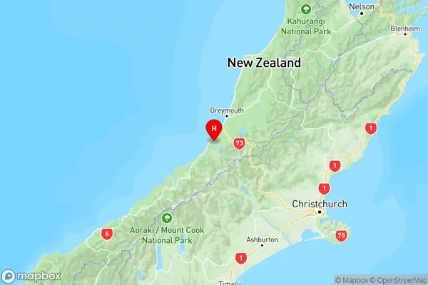Kaniere, West Coast Region Map
