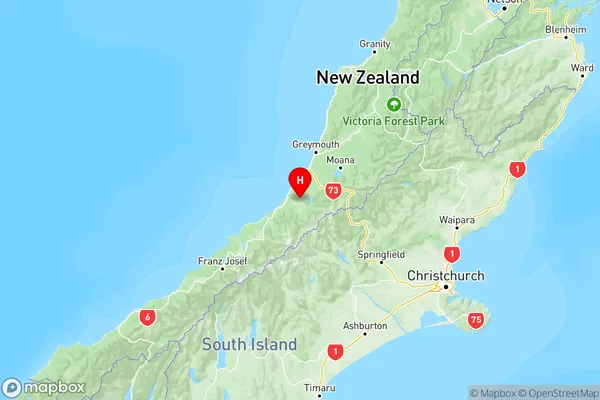 Kokatahi, West Coast Region Map