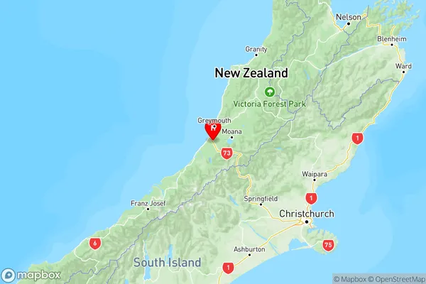 Kumara, West Coast Region Map