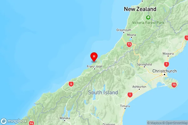 Okarito, West Coast Region Map