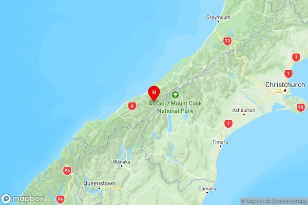 Westland Area, West Coast Region Map