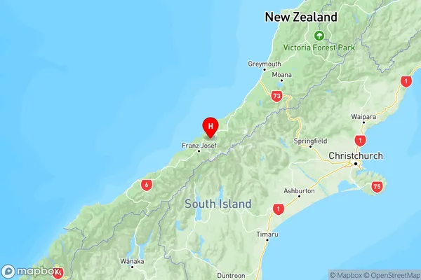 Whataroa, West Coast Region Map