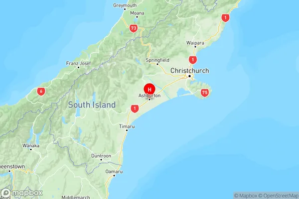 Ashburton, Canterbury Region Map