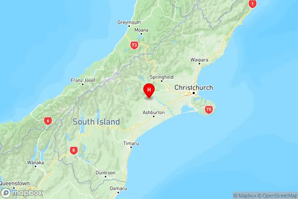 Methven, Canterbury Region Map