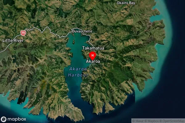 Akaroa, Canterbury Satellite Map