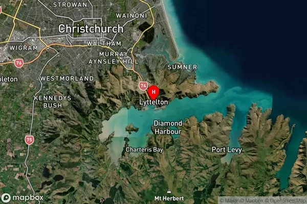 Lyttelton, Canterbury Satellite Map