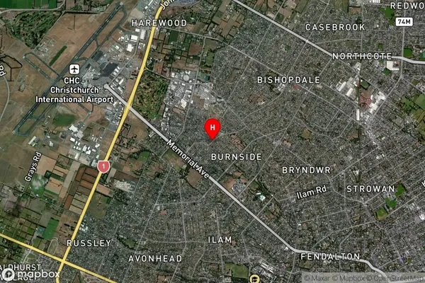 Burnside, Canterbury Satellite Map