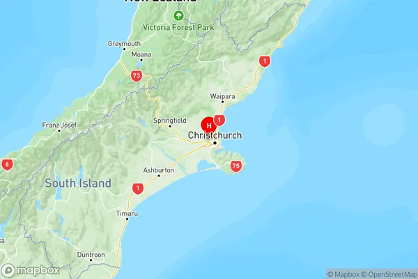 Christchurch Airport, Canterbury Region Map