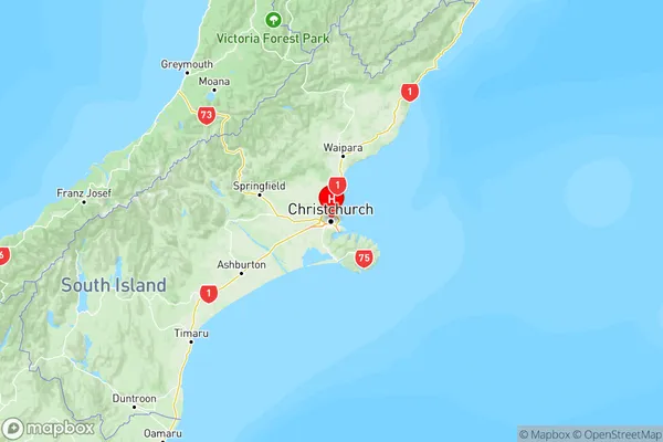 Christchurch Central, Canterbury Region Map