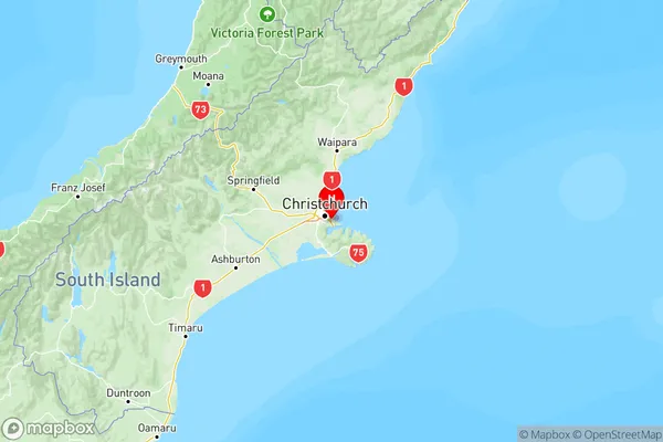 Ferrymead, Canterbury Region Map