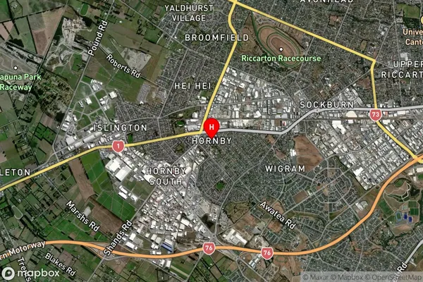 Hornby, Canterbury Satellite Map