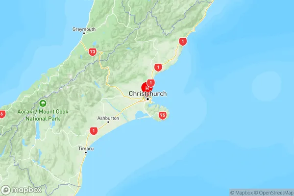 Merivale, Canterbury Region Map