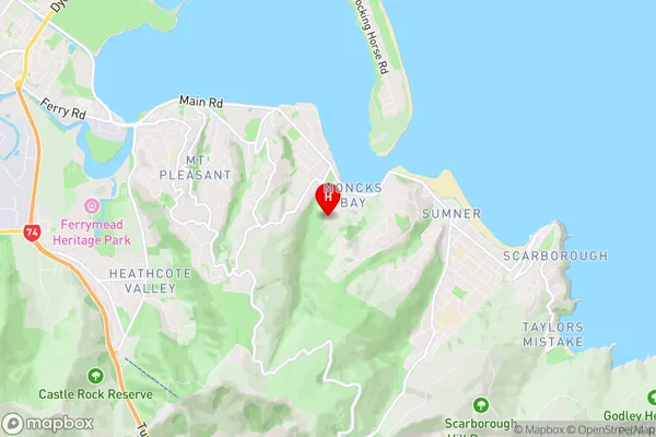 Moncks Bay, Canterbury Region Map